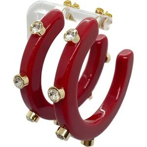 Bold Red and Gold Triple Hoop Earrings